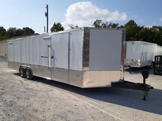 White Custom Enclosed Trailer 8.5' X 26' Car Hauler