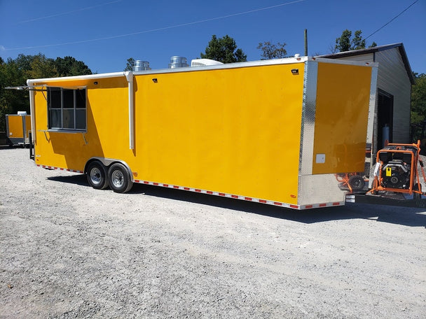 8.5' x 28' Yellow Food Concession Trailer With Appliances