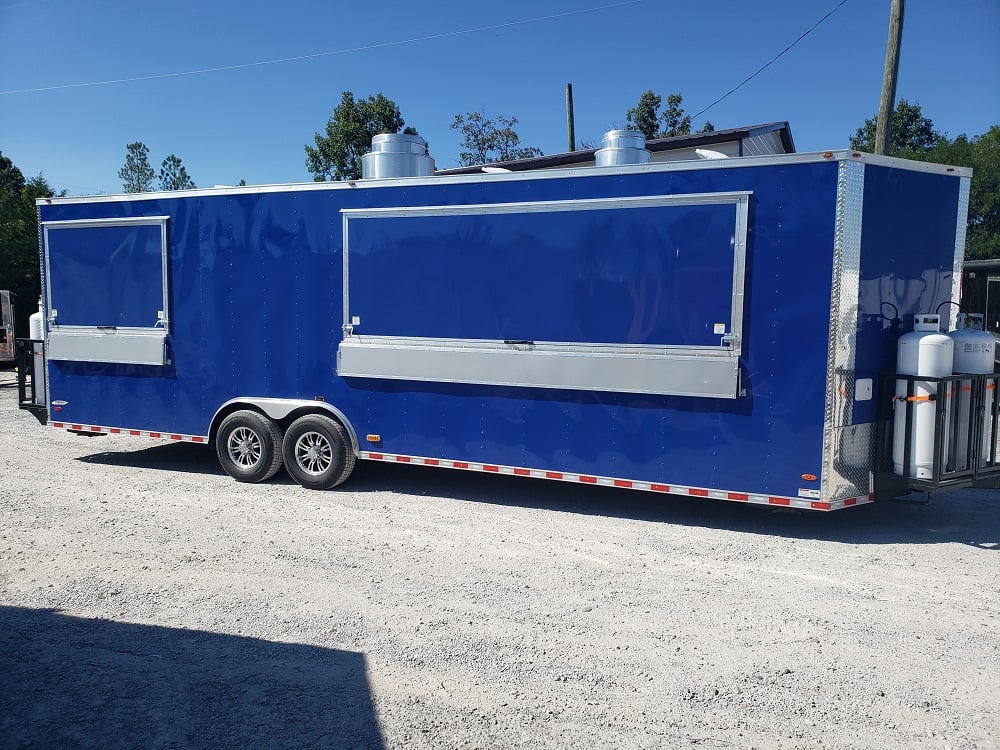 8.5' x 28' Cobalt Blue Catering Concession Food Trailer With Appliances