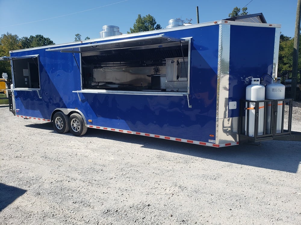 8.5' x 28' Cobalt Blue Catering Concession Food Trailer With Appliances