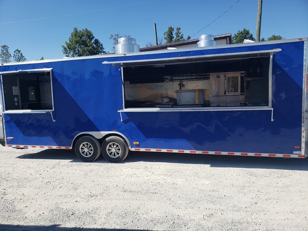 8.5' x 28' Cobalt Blue Catering Concession Food Trailer With Appliances