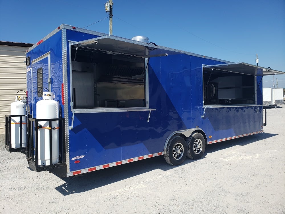 8.5' x 28' Cobalt Blue Catering Concession Food Trailer With Appliances