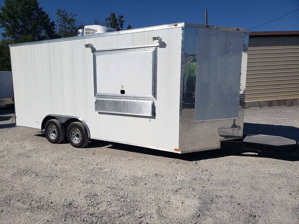 8.5' x 18' White Concession Food Trailer with Appliance