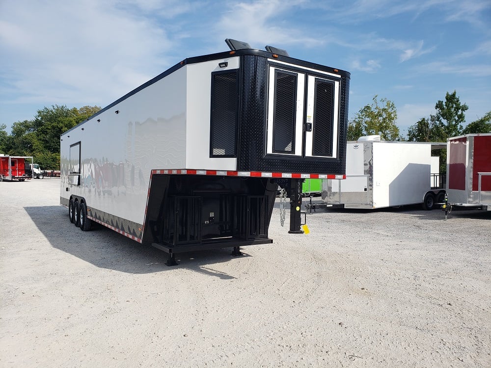 8.5' x 40' White Gooseneck Concession Food Trailer