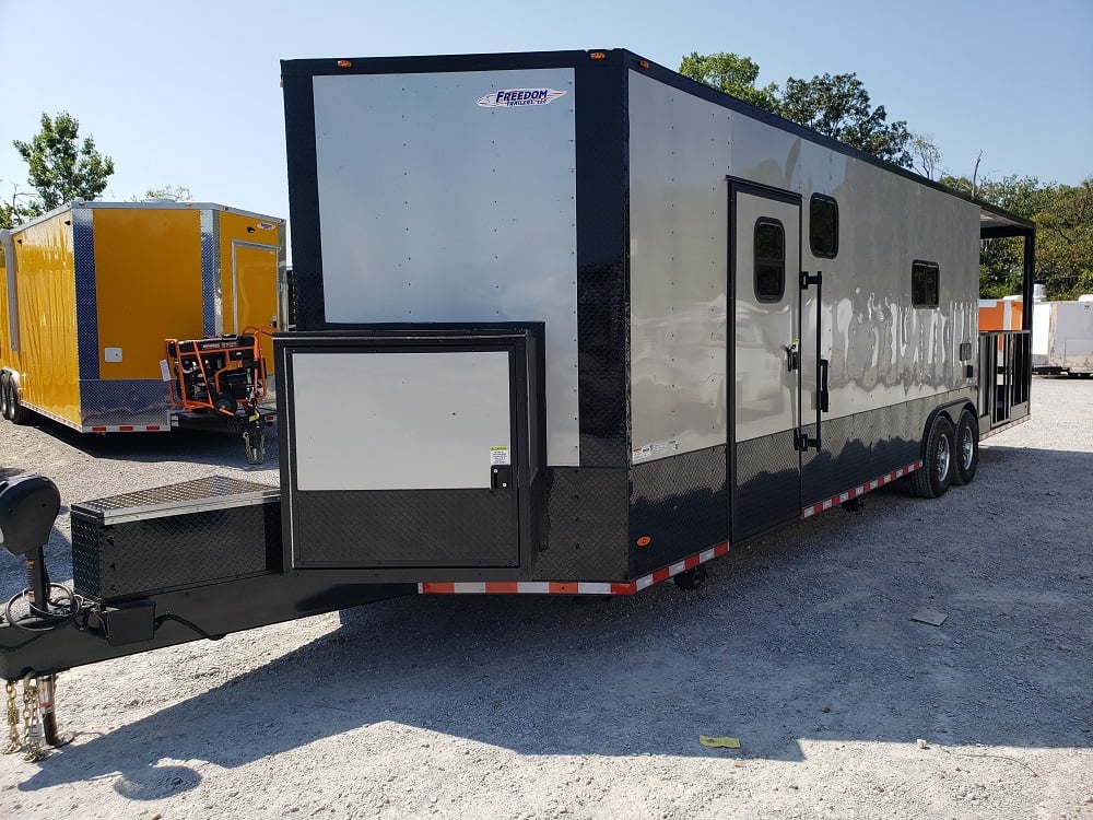 8.5 x 30 Silver Porch Style Concession Food Trailer