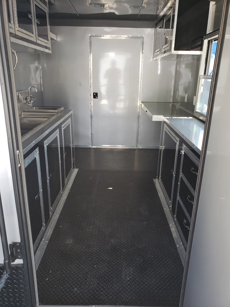 8.5 x 30 Silver Porch Style Concession Food Trailer