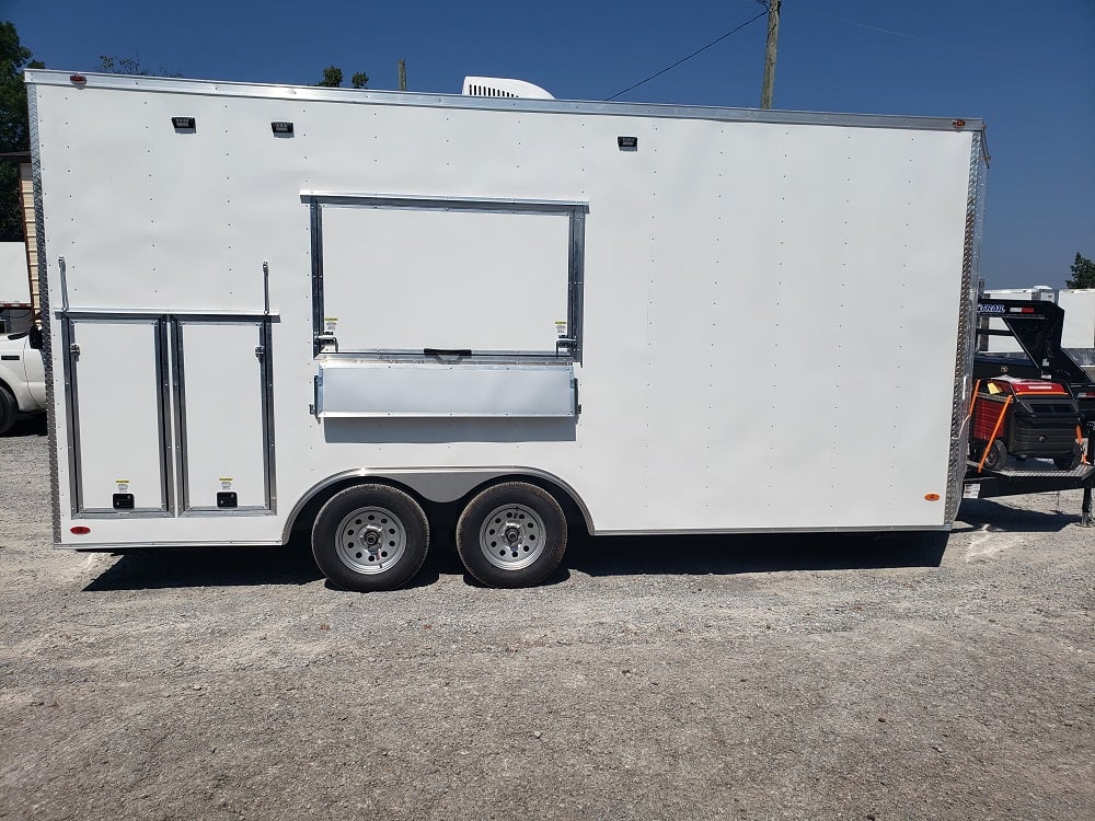 8.5' x 18' White Concession Food Trailer With Appliances