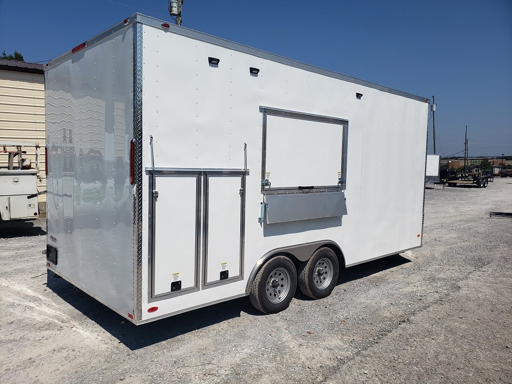 8.5' x 18' White Concession Food Trailer With Appliances