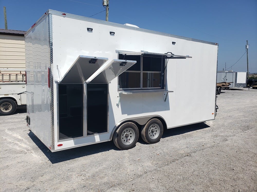 8.5' x 18' White Concession Food Trailer With Appliances