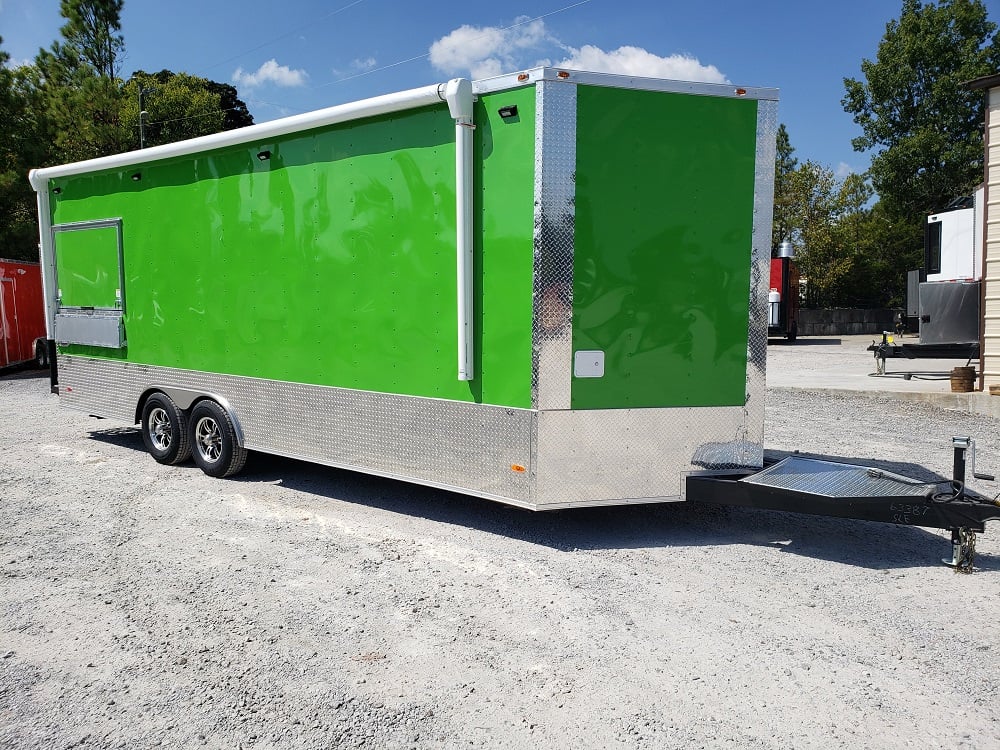 8.5' x 22' Lime Green Food Concession Trailer