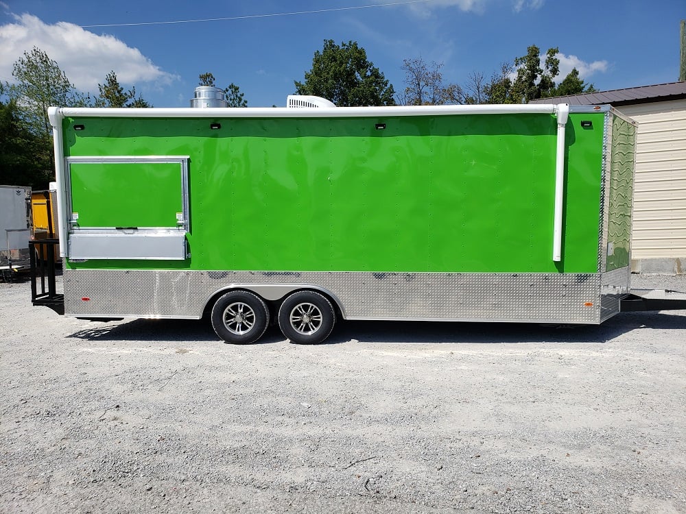 8.5' x 22' Lime Green Food Concession Trailer