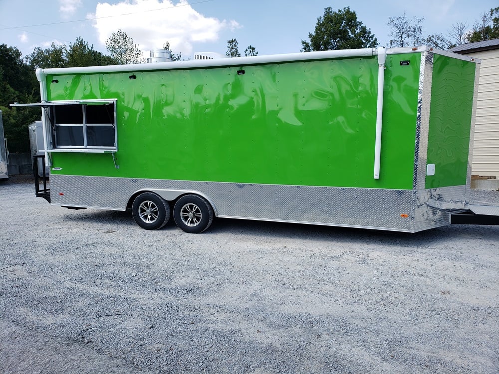 8.5' x 22' Lime Green Food Concession Trailer