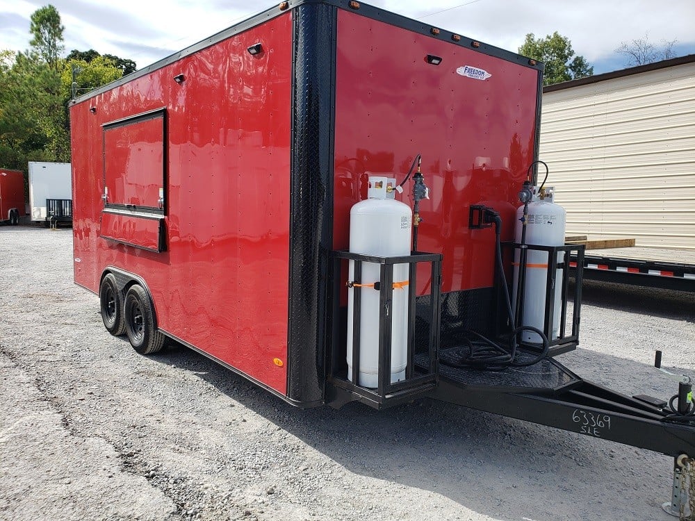 8.5 x 18 Red and Black Food Concession Trailer