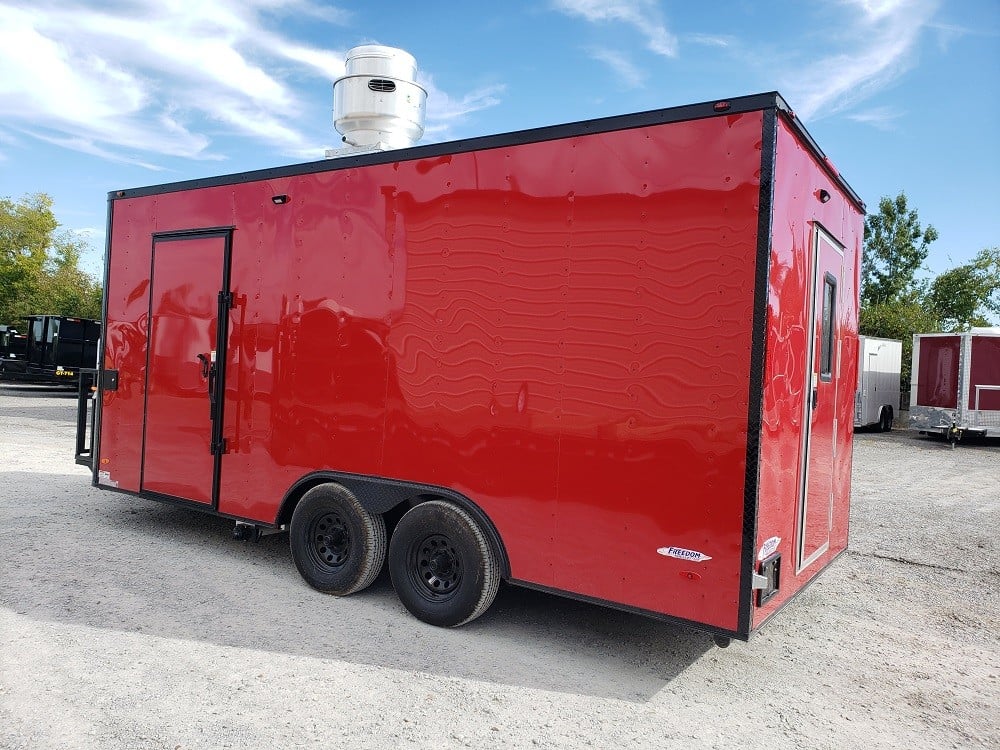 8.5 x 18 Red and Black Food Concession Trailer