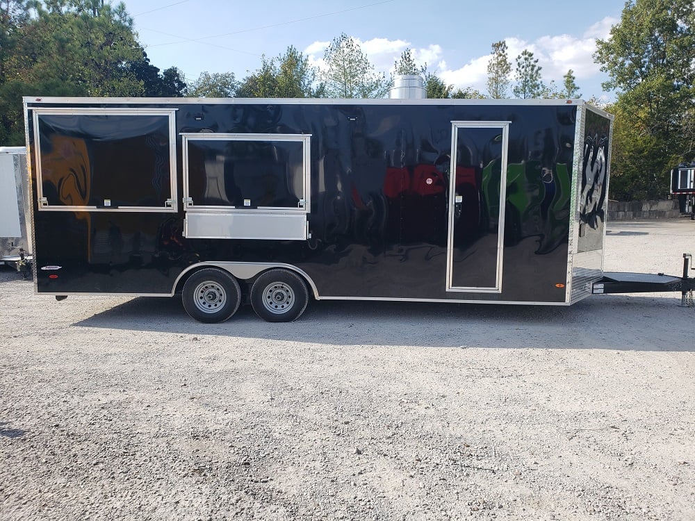 8.5' x 22' Black Porch Style Concession Trailer With Appliances