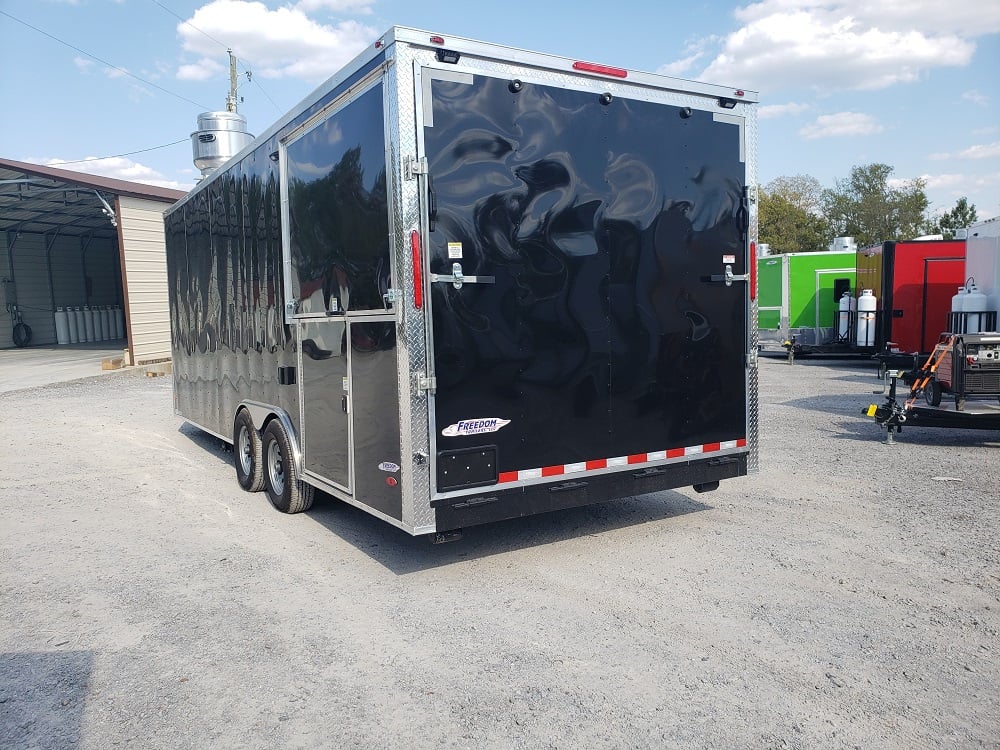 8.5' x 22' Black Porch Style Concession Trailer With Appliances