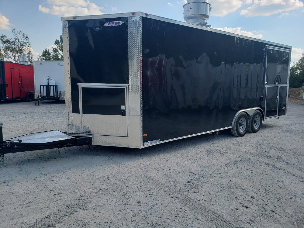 8.5' x 22' Black Porch Style Concession Trailer With Appliances