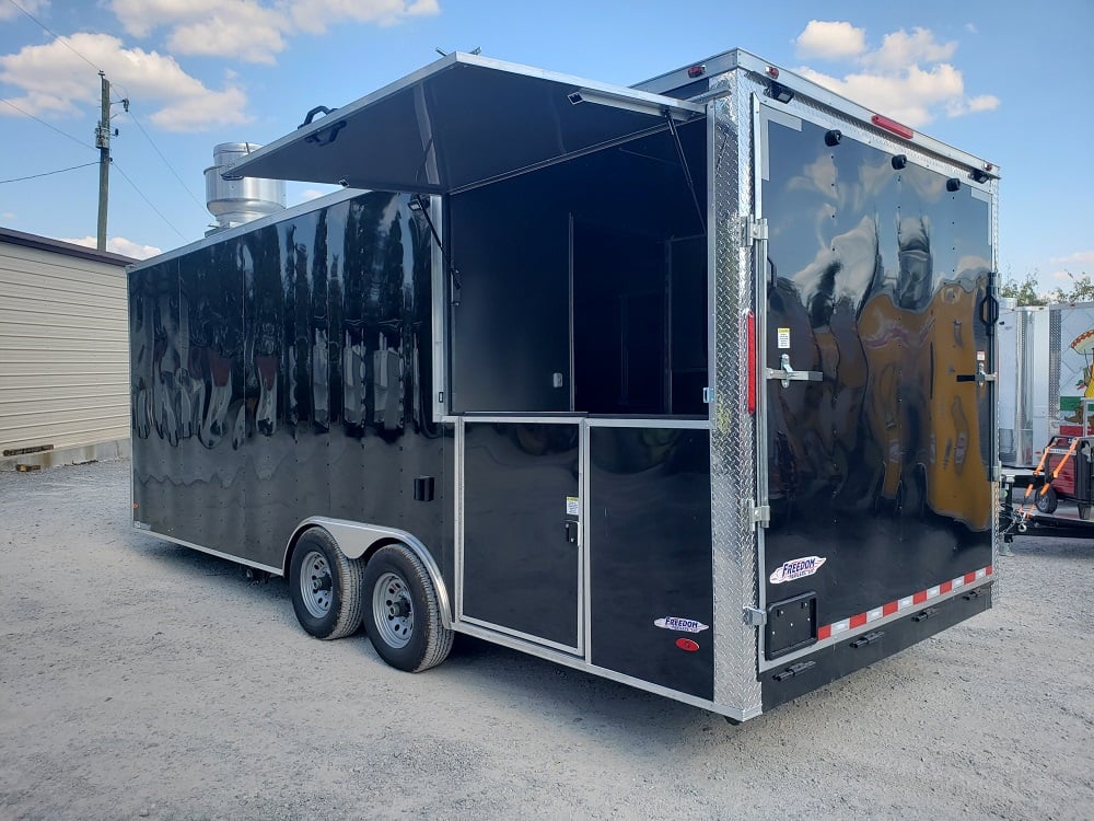 8.5' x 22' Black Porch Style Concession Trailer With Appliances