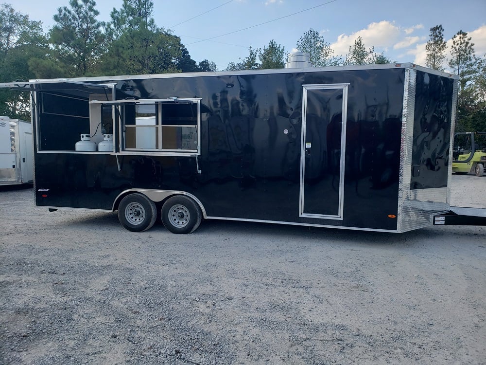 8.5' x 22' Black Porch Style Concession Trailer With Appliances