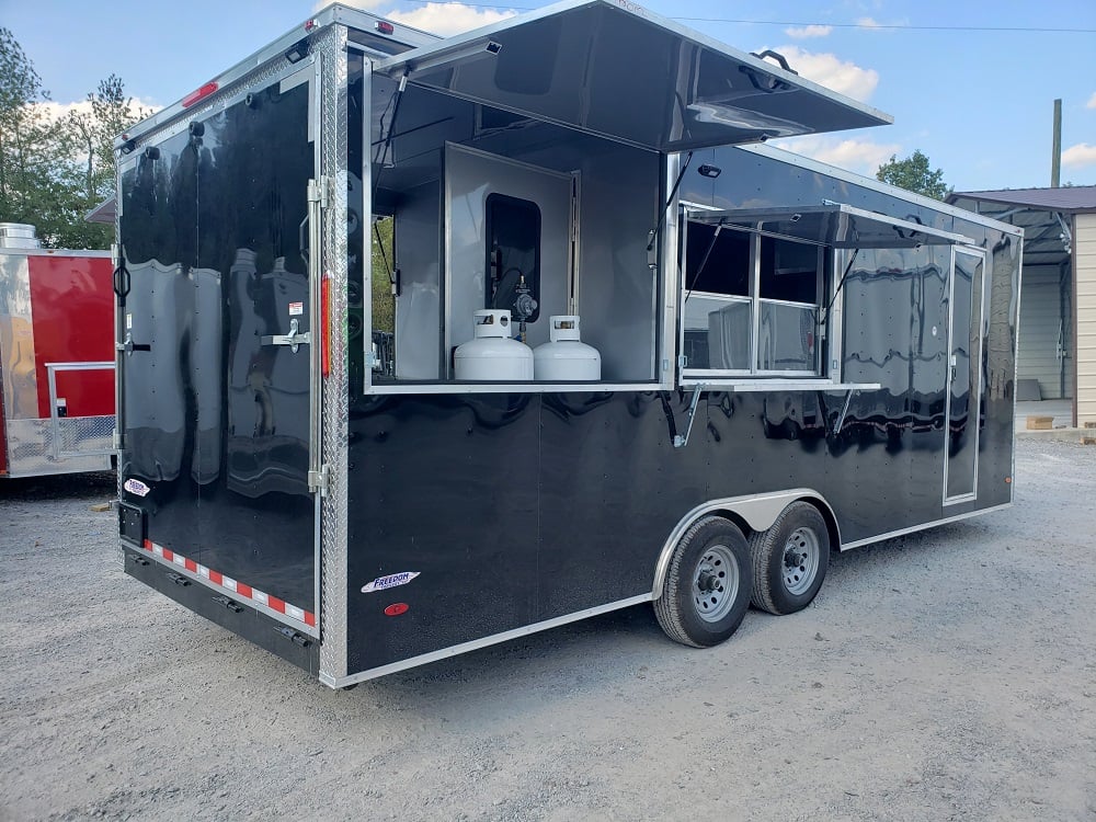 8.5' x 22' Black Porch Style Concession Trailer With Appliances