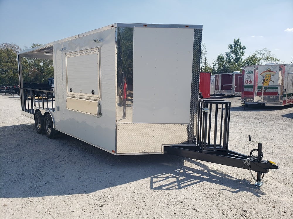 8.5 x 22 White Porch Style Concession Food Trailer