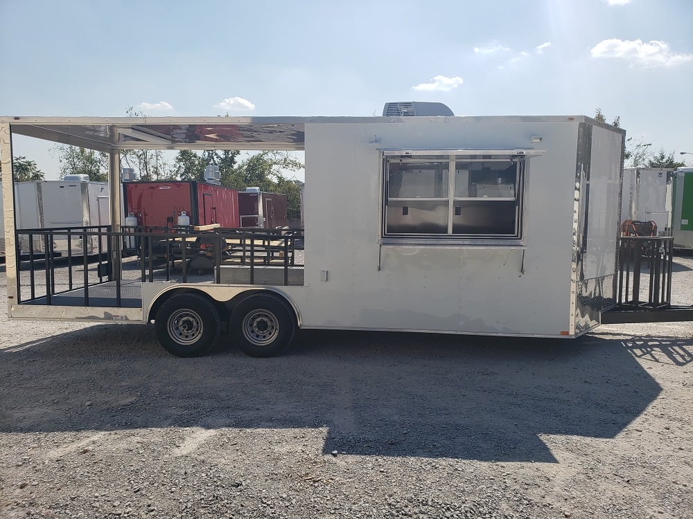 8.5 x 22 White Porch Style Concession Food Trailer