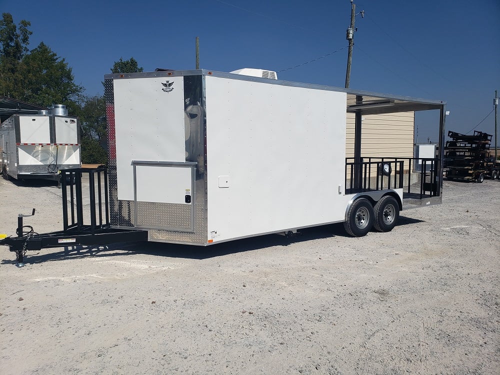 8.5 x 22 White Porch Style Concession Food Trailer