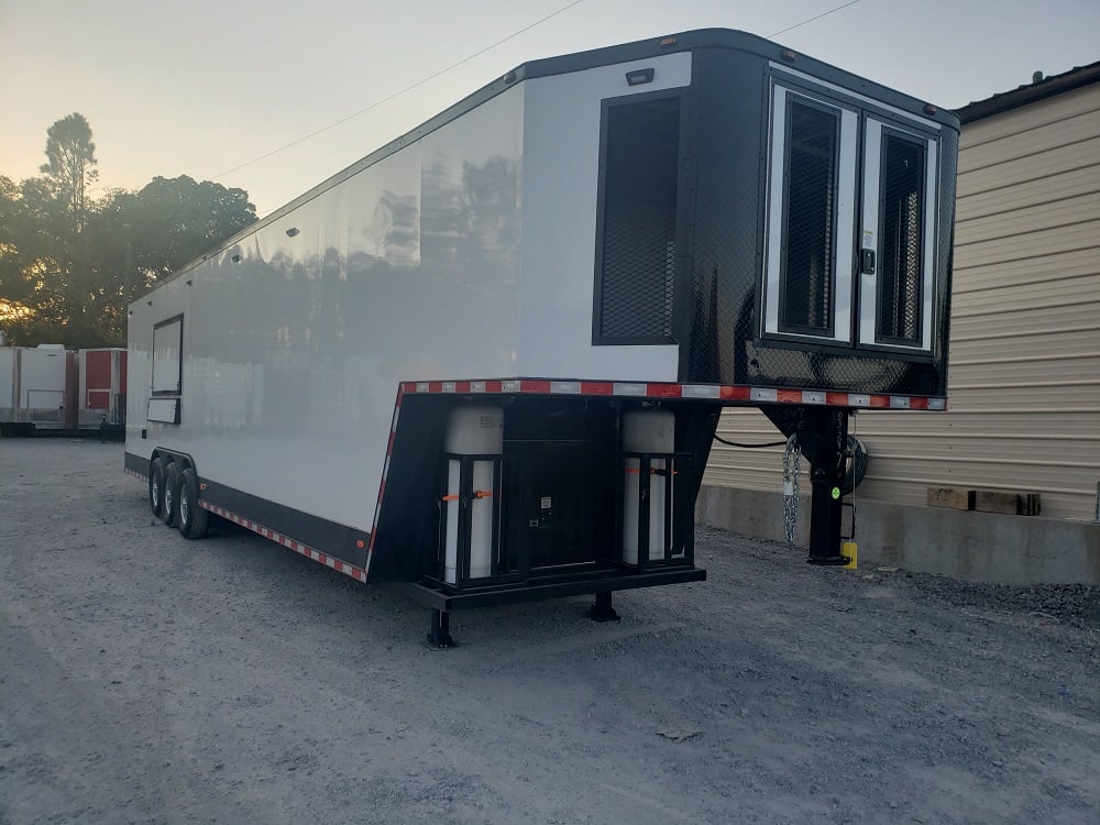 8.5' x 40' White Gooseneck Concession Food Trailer With Appliances