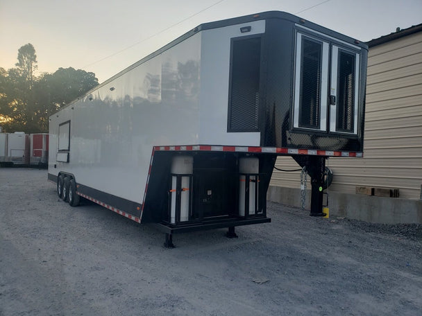 8.5' x 40' White Gooseneck Concession Food Trailer With Appliances