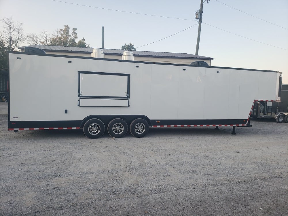 8.5' x 40' White Gooseneck Concession Food Trailer With Appliances