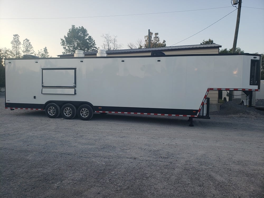 8.5' x 40' White Gooseneck Concession Food Trailer With Appliances