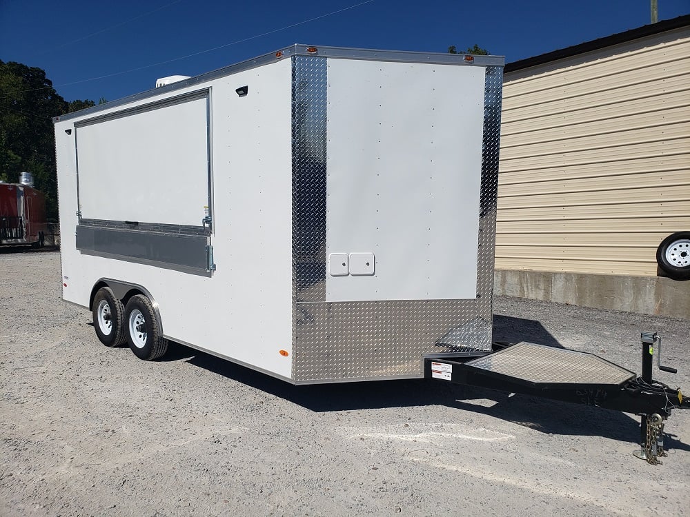 8.5' x 16' White Catering Concession Food Trailer With Appliances