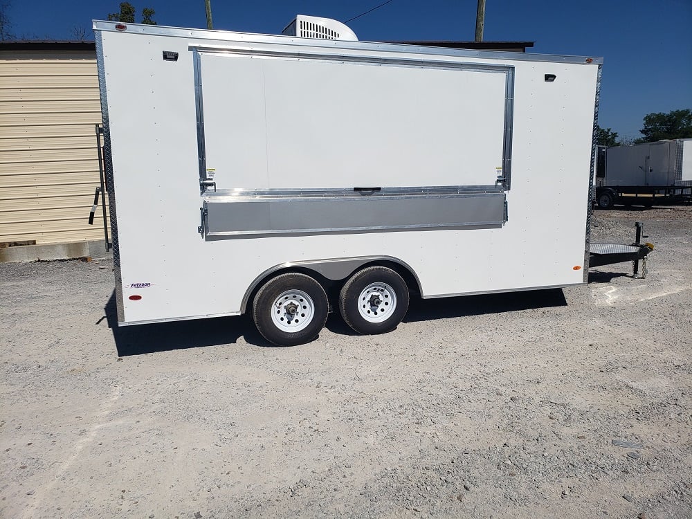 8.5' x 16' White Catering Concession Food Trailer With Appliances