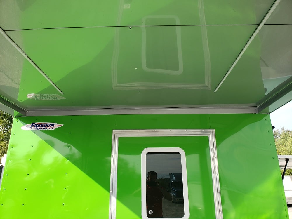 8.5' x 24' Lime Green Porch Style Concession Trailer with Restroom