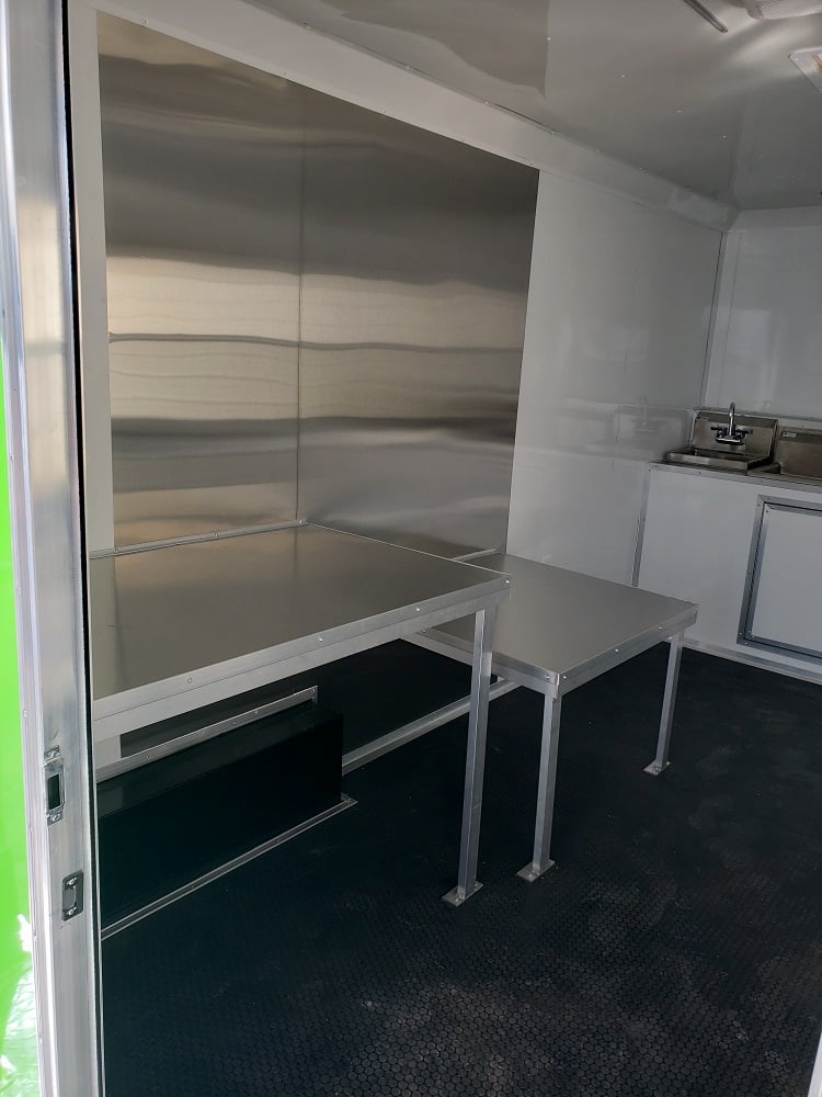 8.5' x 24' Lime Green Porch Style Concession Trailer with Restroom