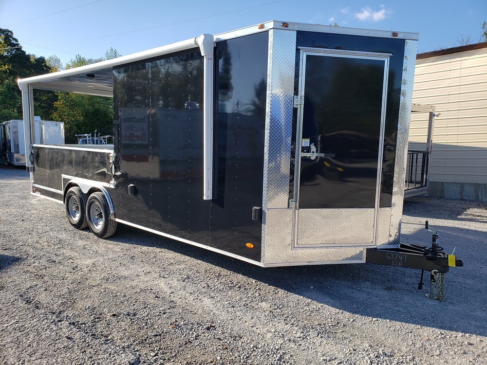 8.5' x 22' Black Porch Style Concession Food Trailer