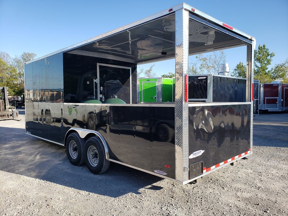 8.5' x 22' Black Porch Style Concession Food Trailer