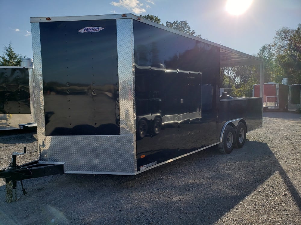 8.5' x 22' Black Porch Style Concession Food Trailer