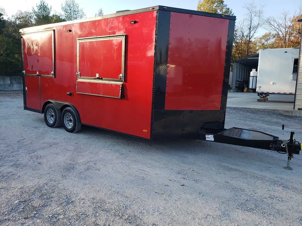 8.5' x 17' Red Food Concessions Trailer