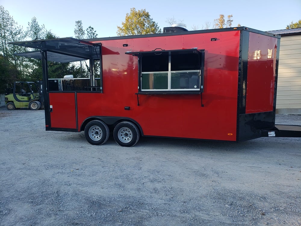 8.5' x 17' Red Food Concessions Trailer