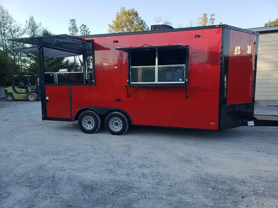 8.5' x 17' Red Food Concessions Trailer