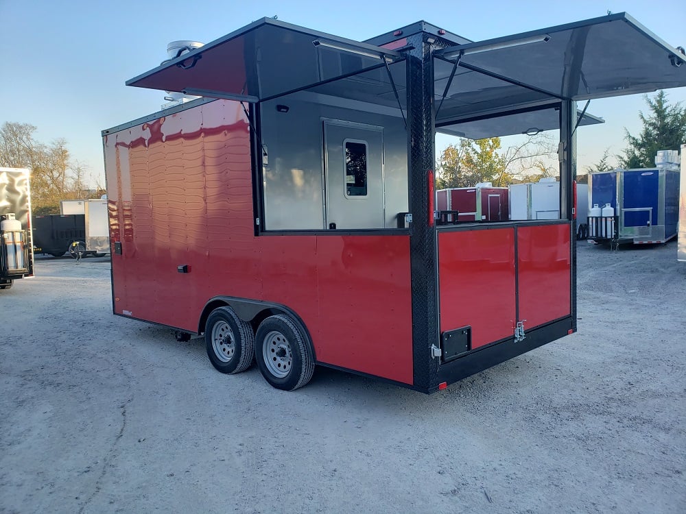 8.5' x 17' Red Food Concessions Trailer