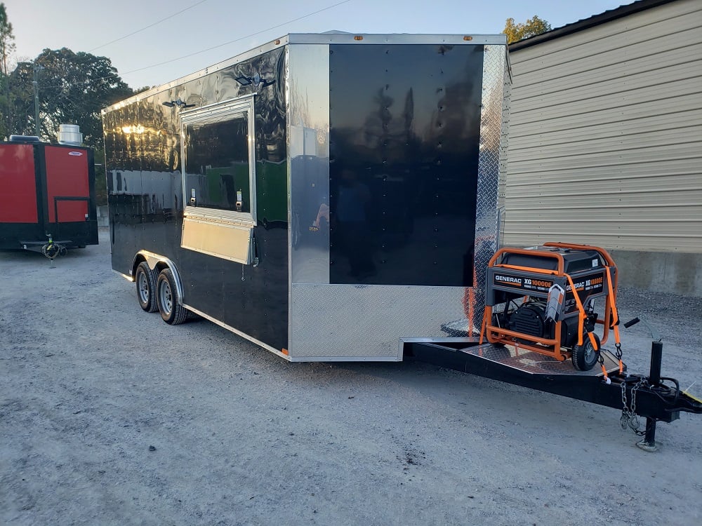 8.5' x 18' Black Concession Food Trailer With Appliances