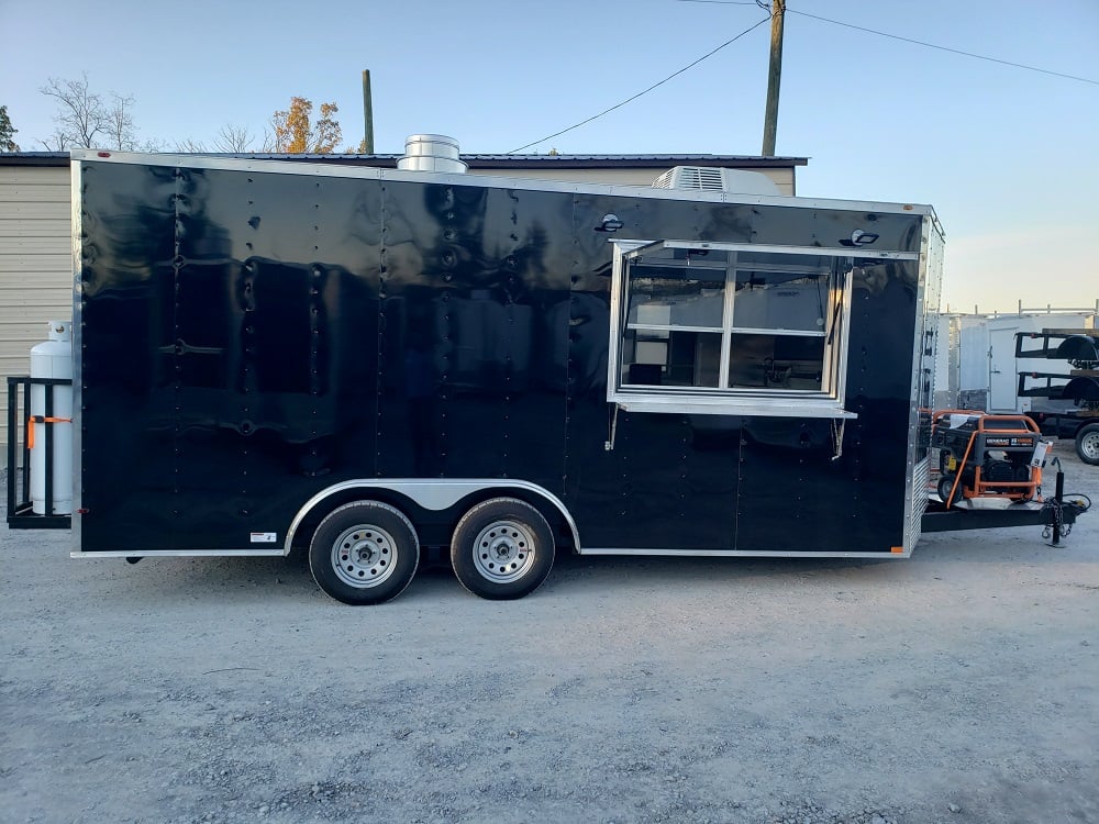 8.5' x 18' Black Concession Food Trailer With Appliances