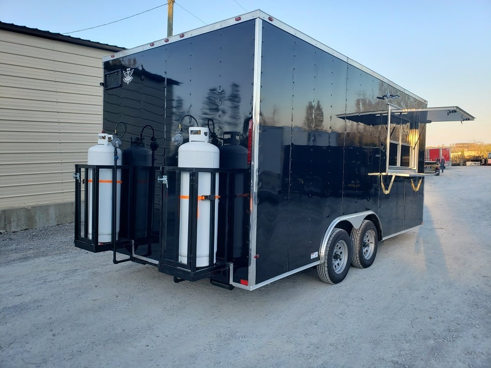 8.5' x 18' Black Concession Food Trailer With Appliances