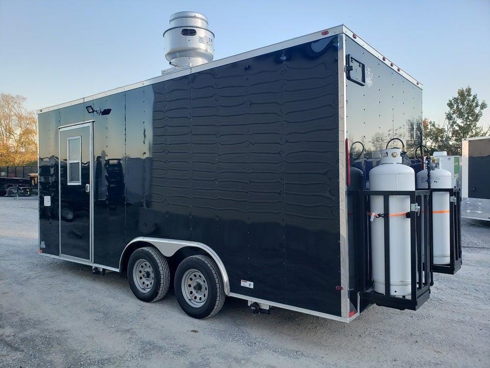 8.5' x 18' Black Concession Food Trailer With Appliances