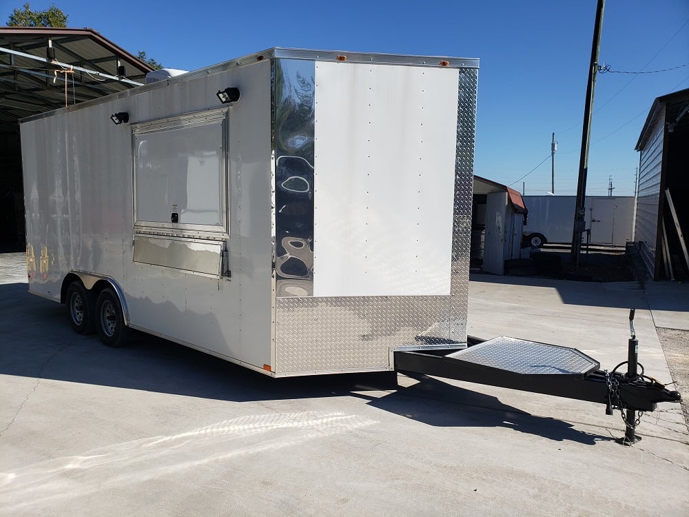 8.5' x 18' White Concession Food Trailer With Appliances