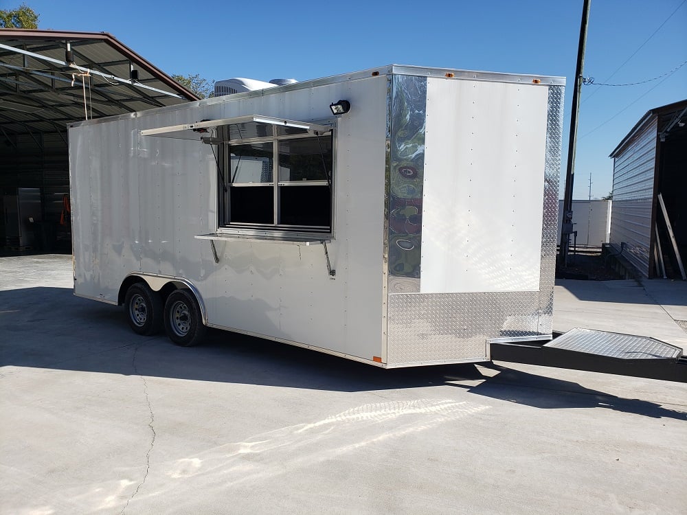 8.5' x 18' White Concession Food Trailer With Appliances