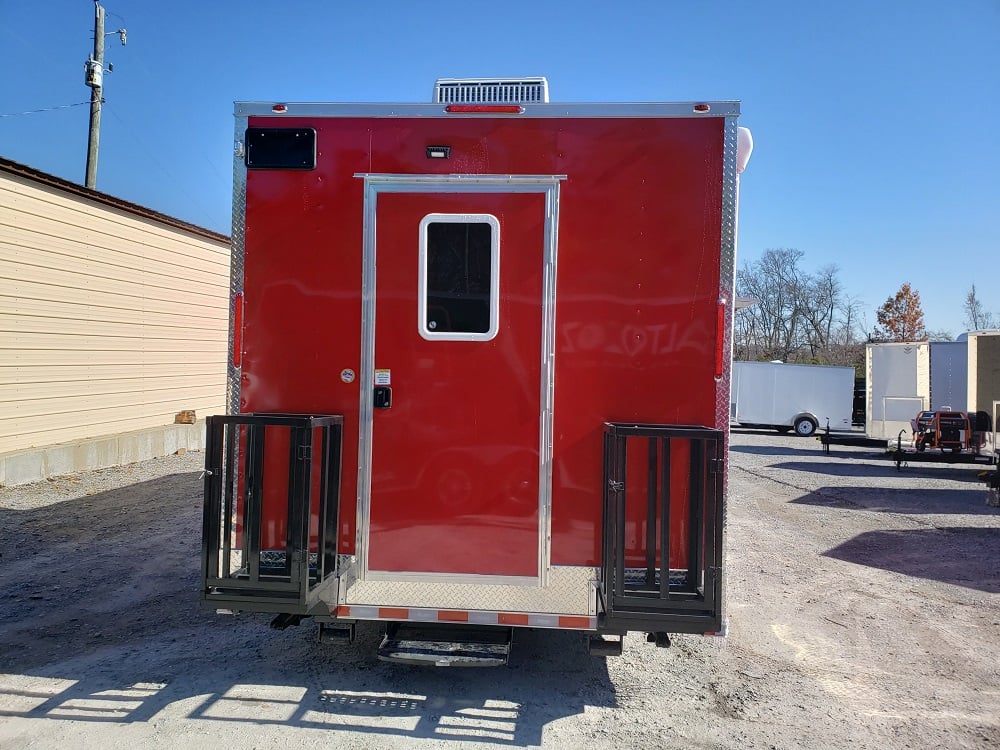 8.5' x 27' Victory Red Gooseneck Concession Food Trailer