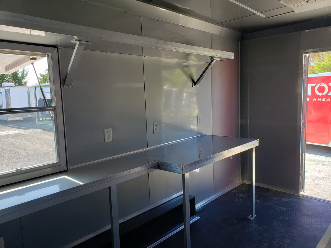 8.5' x 27' Victory Red Gooseneck Concession Food Trailer